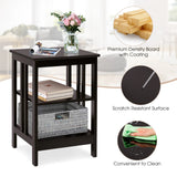 3-tier Side Table Nightstand with Stable Structure-Dark Brown