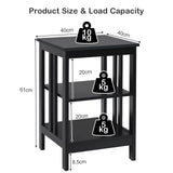 3-Tier Nightstand with Reinforced Bars-Black