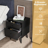 2 drawer bedside table with solid oak legs 45 x 39.5 x 62 cm
