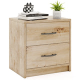 2 Drawer Nightstand with Storage for Living Room-Oak