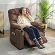 HOMCOM Electric Massage Recliner Armchair with Vibration, Heat, Whisper-Quiet Motor, Memory Function, Fleece Power Reclining Chair with Spring Pack, USB Port, Footrest, Side Pocket, Cup Holders, Brown