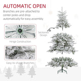 HOMCOM 6ft Bushy Snow-Flocked Artificial Christmas Tree, with LED Lights