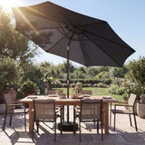 Outsunny 2.7 m Garden Parasol Umbrella with Cross Base and Sandbag, Retractable Ribs, Outdoor Table Market Umbrella, Black