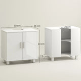 HOMCOM Bathroom Under Sink Cabinet for Basin without or with Pedestal - High Gloss White