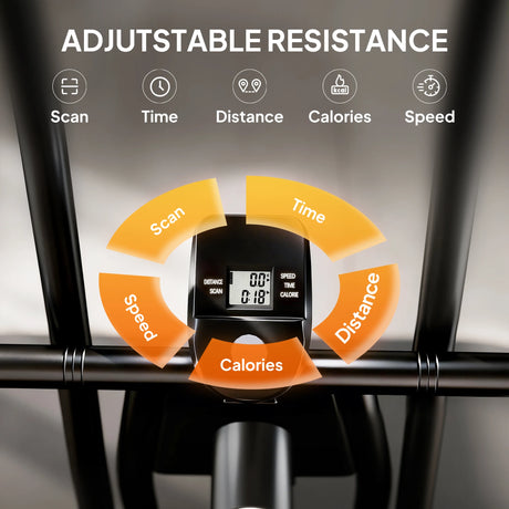 SPORTNOW Exercise Bike with Adjustable Seat, LCD Display for Home Gym