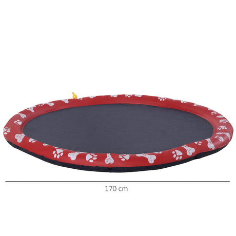 PawHut Dog Splash Pad, Pet Sprinkler Mat, Non-Slip Dog Paddling Pool, Foldable Outdoor Sprinkler and Splash Mat Water Play for Garden, Patio, Summer Fun, 170 cm