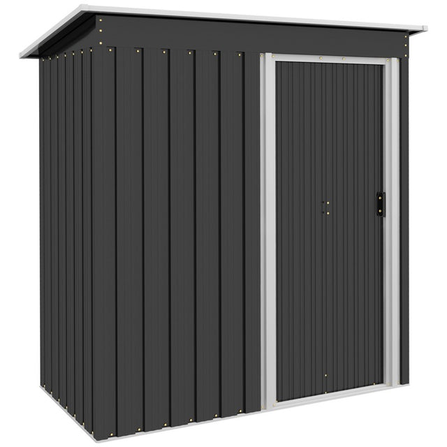 Outsunny 5 x 3ft Garden Storage Shed with Sliding Door and Sloped Roof Outdoor Equipment Tool, Black