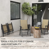 Outsunny Set of Four Folding Garden Chairs - Light Brown
