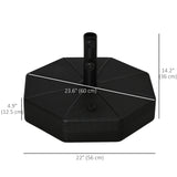 Outsunny Octagonal Garden Parasol Base Holder Outdoor Market Umbrella Stand Weights, Up to 28kg Water Filled or 40kg Sand Filled, Black