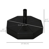 Outsunny Octagonal Garden Parasol Base Holder Outdoor Market Umbrella Stand Weights, Up to 28kg Water Filled or 40kg Sand Filled, Black