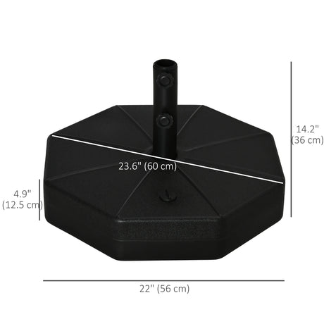 Outsunny Octagonal Garden Parasol Base Holder Outdoor Market Umbrella Stand Weights, Up to 28kg Water Filled or 40kg Sand Filled, Black