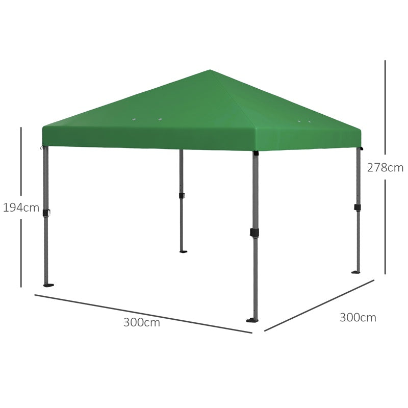 Outsunny 3 x 3m Pop-Up Gazebo, with Accessories - Green