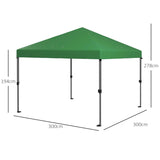 Outsunny 3 x 3m Pop-Up Gazebo, with Accessories - Green