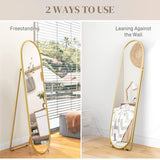 HOMCOM Two-Way Curved Full Length Mirror - Gold Tone