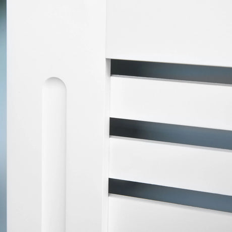 HOMCOM Radiator Cover, Modern MDF White Painted Cabinet with Horizontal Slats for Living Room, Bedroom, 172L x 19W x 81H cm