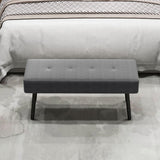 HOMCOM End of Bed Bench, Corduroy Bedroom Bench with Thick Padding and Steel Legs, Tufted Window Seat for Entryway, Living Room, Grey