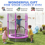 AIYAPLAY 4.6ft Toddler Trampoline w/ Safety Enclosure Net, for Indoor Outdoor Use, Ages 3-6 Years, Purple