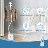 HOMCOM Upright Garment Clothes Steamer with 6 Steam Setting, 45s Fast Heat-up, 1.7L Water Tank and 35g/min steam flow, Wrinkle and Odour Remover Suitable for all Fabrics, 1960W, White