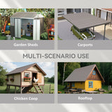 Outsunny Set of 12 Corrugated Steel Roof Sheet Panels - Grey Wood Effect