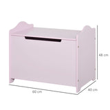 HOMCOM Wooden Kids Toy Box Children Storage Organizer Chest Safety Hinge Playroom Furniture Pink