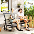Outsunny 2-Person Outdoor Glider Bench Patio Double Swing Gliding Chair Loveseat w/Power Coated Steel Frame for Garden Patio Porch, Cream