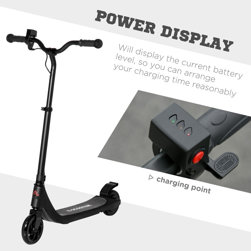 HOMCOM Electric Scooter, 120W Motor E-Scooter, Adjustable Height, Rear Brake for Ages 6+ Years - Black