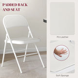 HOMCOM Set of Two Cushioned Folding Chairs - White