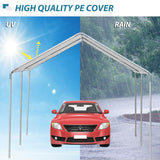 Outsunny 3 x 6m Heavy Duty Carport Garage Car Shelter Galvanized Steel Outdoor Open Canopy Tent Water UV Resistant Waterproof, White