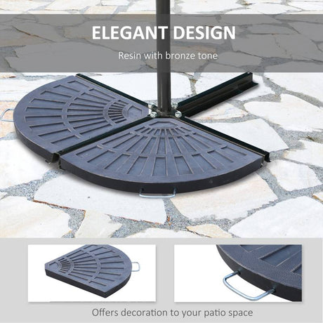 Outsunny 2 Piece Parasol Base, 28kg Resin Umbrella Stand Weights for Cantilever Parasol with Handles, Bronze