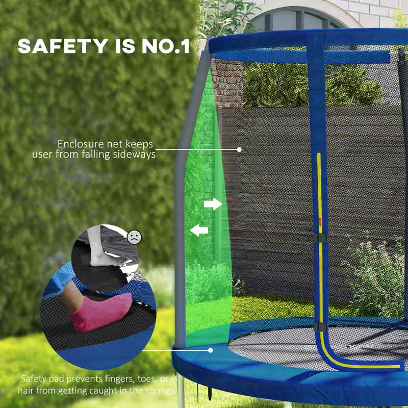 SPORTNOW 6ft Trampoline with Safety Enclosure Net, Steel Frame Outdoor Trampoline, Jumping Mat with Edge Safety Cover for Fitness, Blue