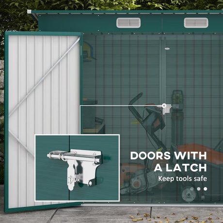 Outsunny 3.7 x 7.9ft Galvanised Steel Shed, with Latched Door and Padlock - Green