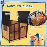 PawHut Wooden Dog Kennel with Removable Floor, Asphalt and Openable Roof, Large Window, for Large Dogs, Yellow