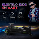 HOMCOM 12V Kids Electric Go Kart with Music, LED Lights, Slow Start, Black
