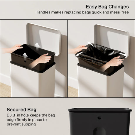 HOMCOM 20L Kitchen Bin with Soft-Close Lid and Stay-Open Function, Pedal Bin with Removable Inner Bucket for Kitchen, Office, Home, Cream