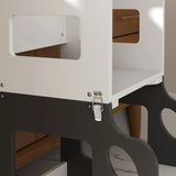 AIYAPLAY Toddler Step Stool, 4 in 1 Standing Tower, Foldable Toddler Step with Safety Rail, for Kitchen, Bathroom, Grey