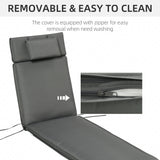 Outsunny Garden Sun Lounger Cushion Replacement Soft Sunbed Reclining Chair Relaxer Pad with Pillow, Cushion ONLY - Grey