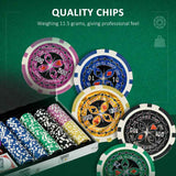 SPORTNOW 500-Piece Poker Chips Set, Poker Set with Mat, Chips, Two Card Decks, Dealer, Five Dices