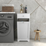 HOMCOM Single Hamper Laundry Storage Cabinet - White