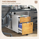 HOMCOM Two-Drawer Lockable Filing Cabinet - Wood Effect