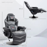 HOMCOM Small Leather Massage Recliner Chair with Ergonomic High Back Retractable Footrest Headrest Work Break Grey