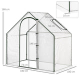 Outsunny Walk In PVC Greenhouse Garden Outdoor Flower Planter Steel Frame w/ Zipped Door & Window 180 x 100 x 168CM White