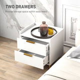 HOMCOM Elegant Two-Drawer Bedside Table - White