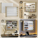 HOMCOM 5-Tier Wall Display Shelf Unit Cabinet w/ 4 Adjustable Shelves Glass Doors Home Office Ornaments 60x80cm Natural