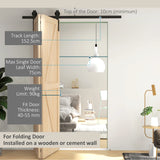 HOMCOM 5ft Bi-Folding Sliding Barn Door Hardware Kit - Black