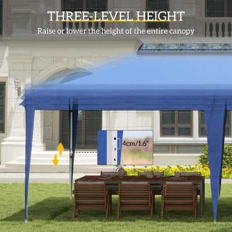 Outsunny Pop Up Gazebo, Double Roof Foldable Canopy Tent, Height Adjustable Wedding Awning Canopy w/ Carrying Bag, 6 m x 3 m x 2.65 m, Blue