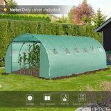 Outsunny 6 x 3 x 2m Greenhouse Replacement Cover ONLY Winter Garden Plant PE Cover for Tunnel Walk-in Greenhouse with Roll-up Windows Door Outdoor, Green