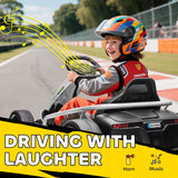 HOMCOM 24V Electric Go Kart for Kids, Drift Ride-On Racing Go Kart with 2 Speeds, for Boys Girls Aged 8-12 Years Old, White