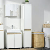 kleankin Tall Bathroom Cabinet with Adjustable Shelves, 5-Tier Modern Freestanding Tallboy with Storage Cabinets, White