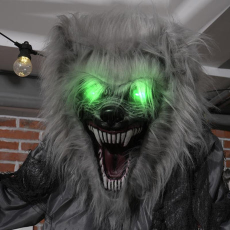 HOMCOM 6'8" Skeleton Werewolf Halloween Animatronic, with Glowing Eyes