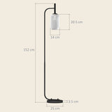 HOMCOM Floor Lamp for Living Room with Glass Lampshade, Modern Standing Lamp with Foot Switch for Bedroom, Bulb not Included, Black